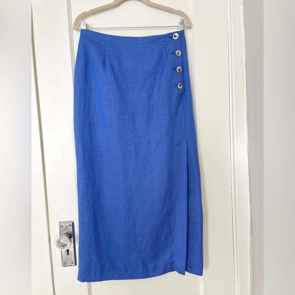 Vintage linen blend midi skirt